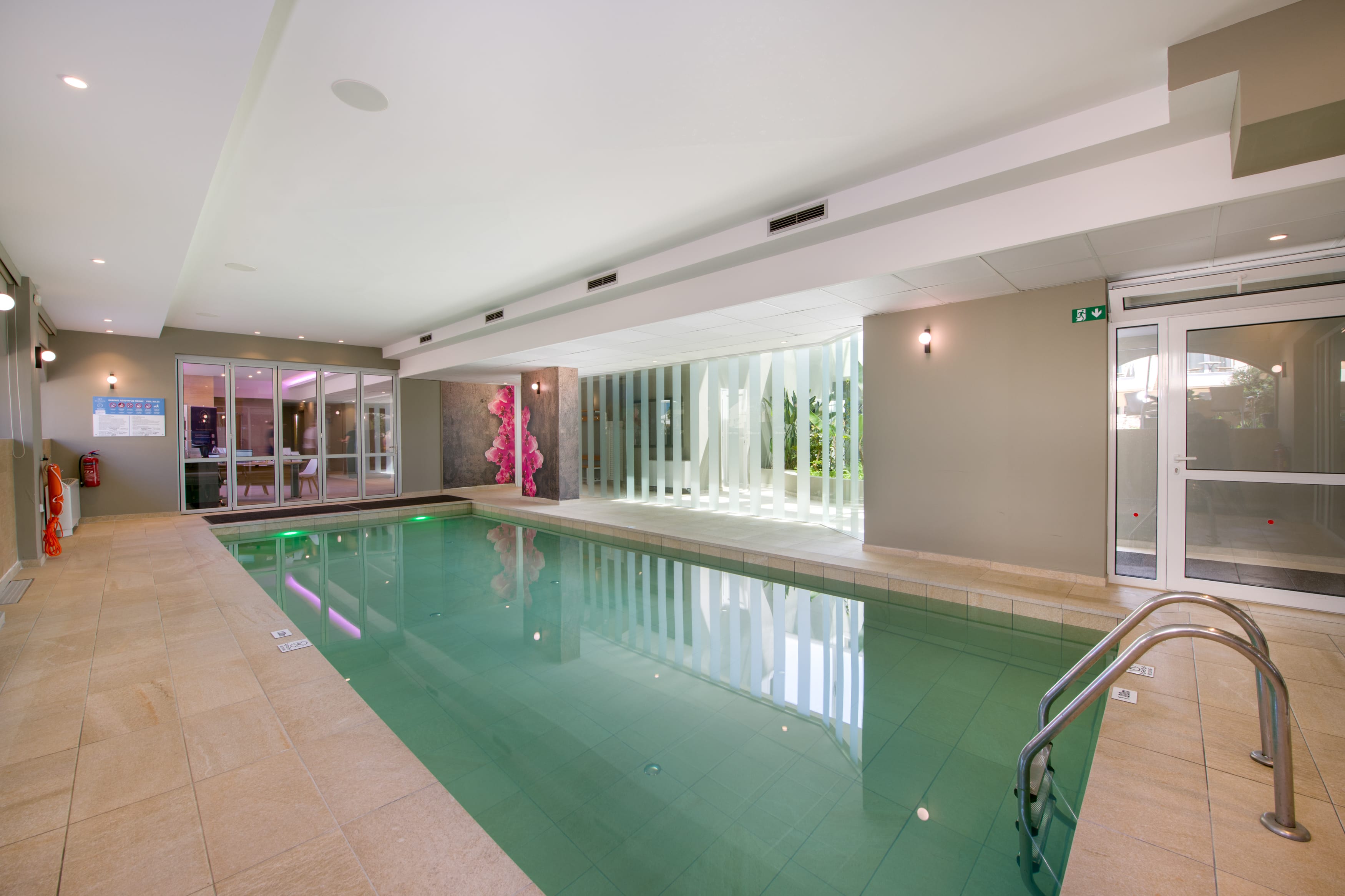 a swimming pool in a room