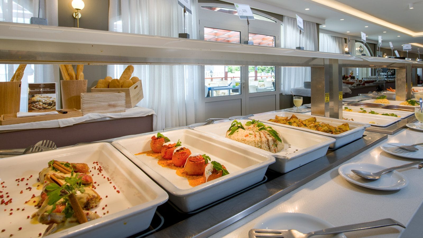 a buffet with food