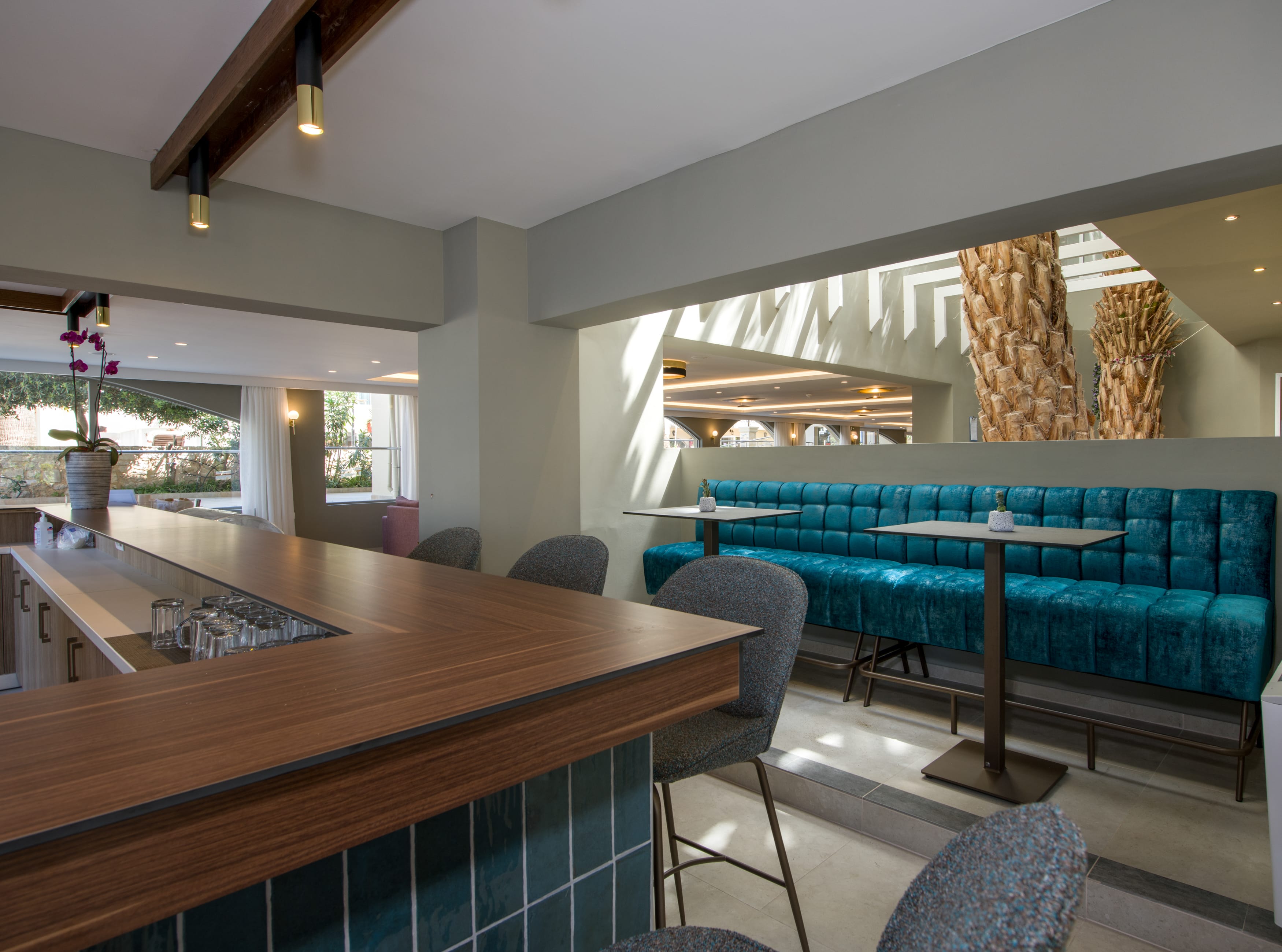 a room with a table and chairs