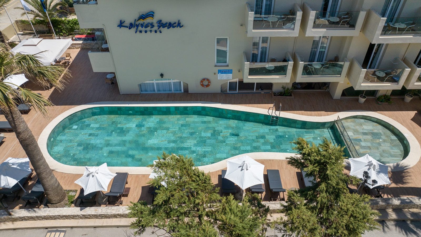 a pool in a resort