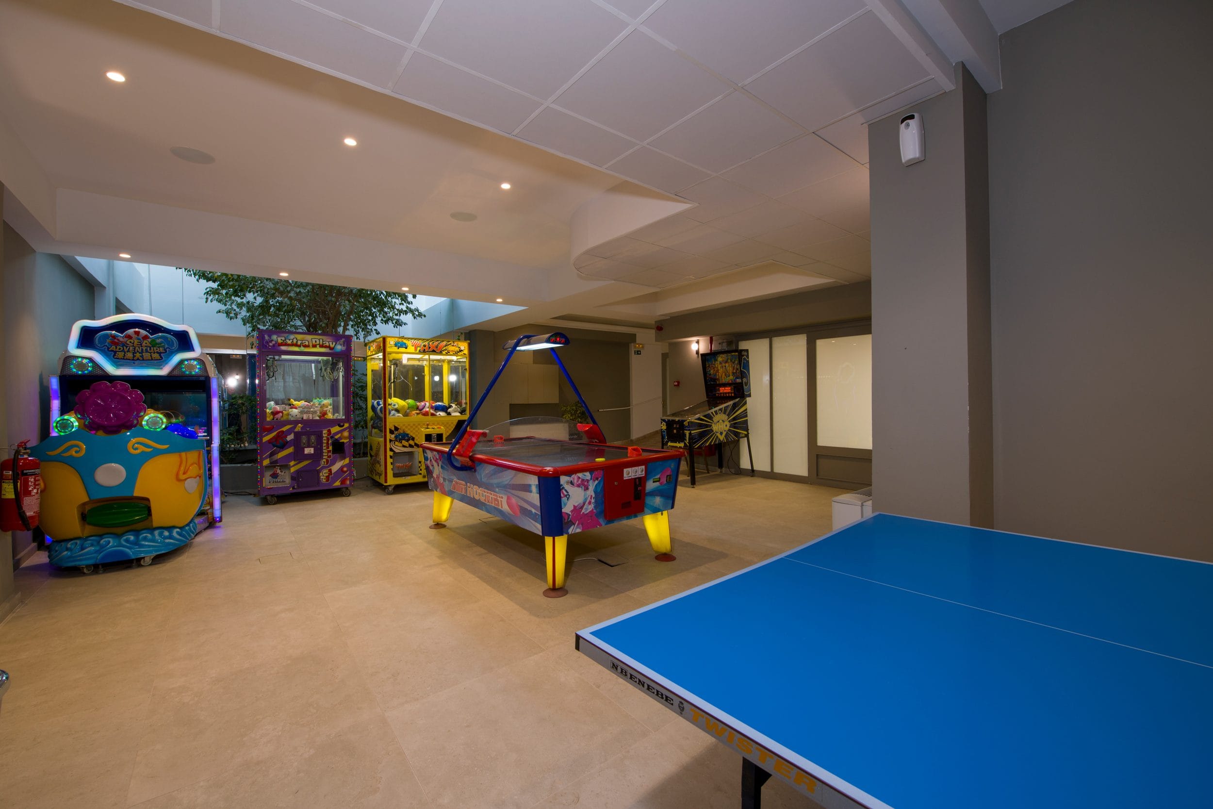 a pool table in a room