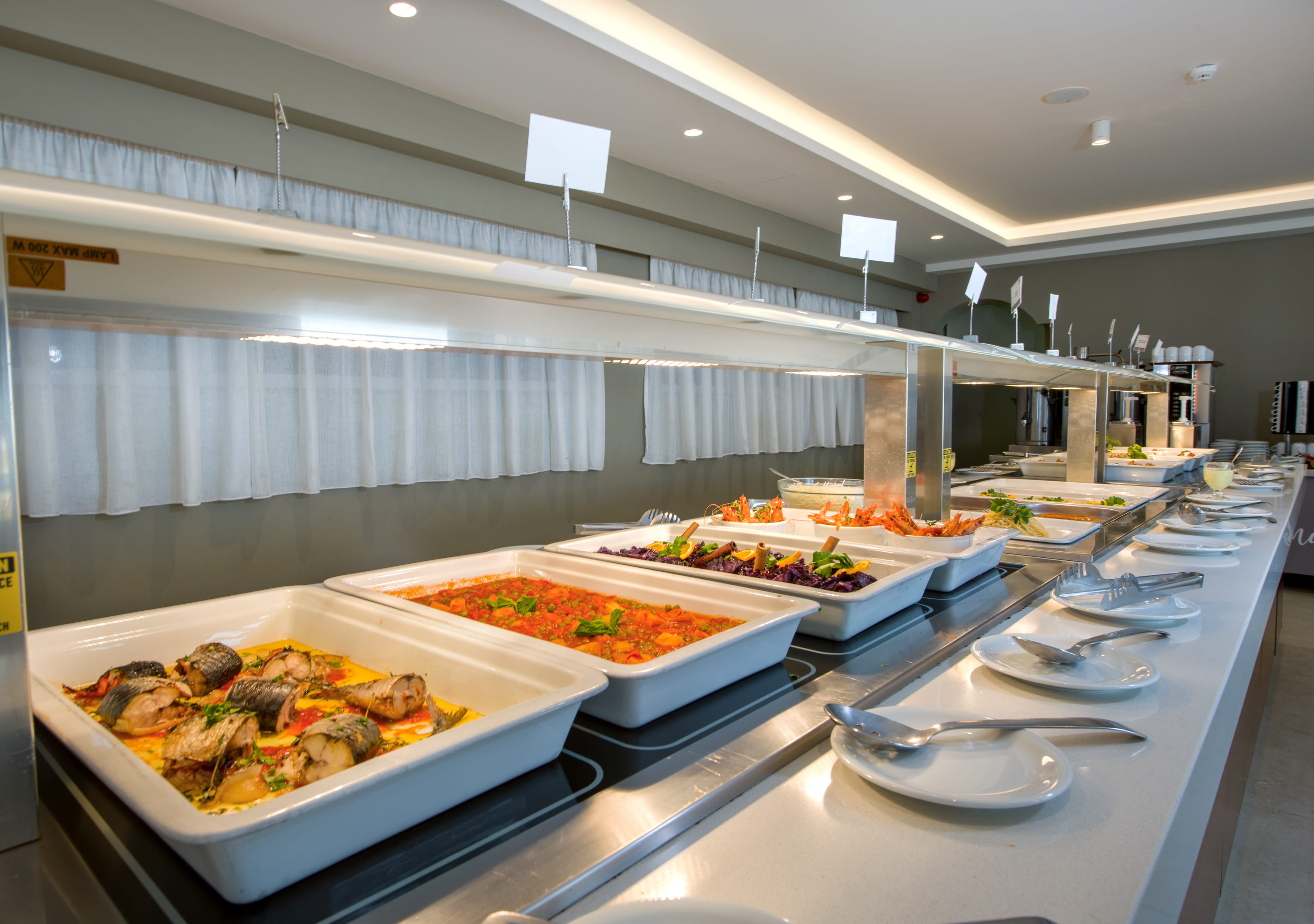 a buffet with food