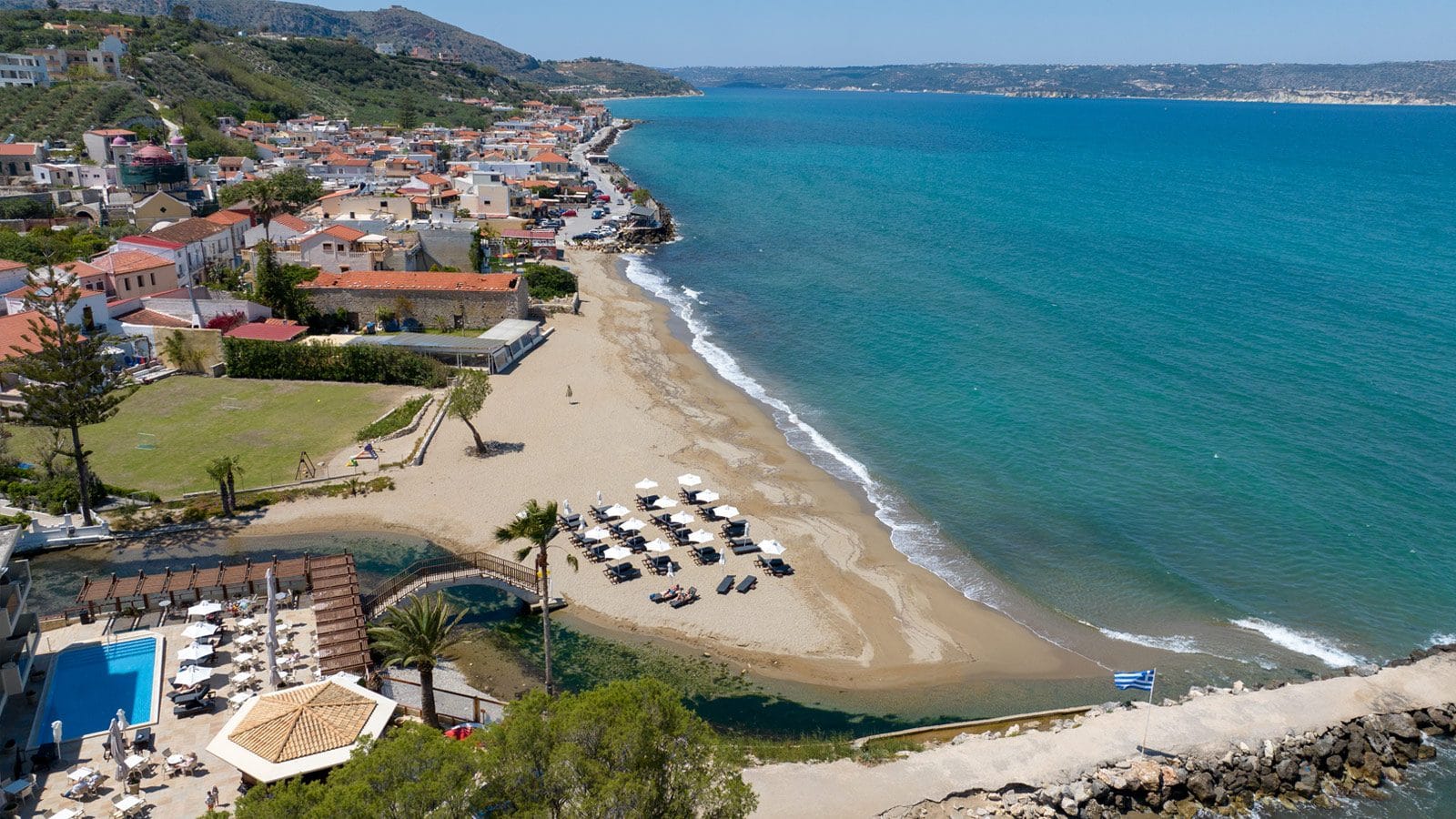 a beach with many people