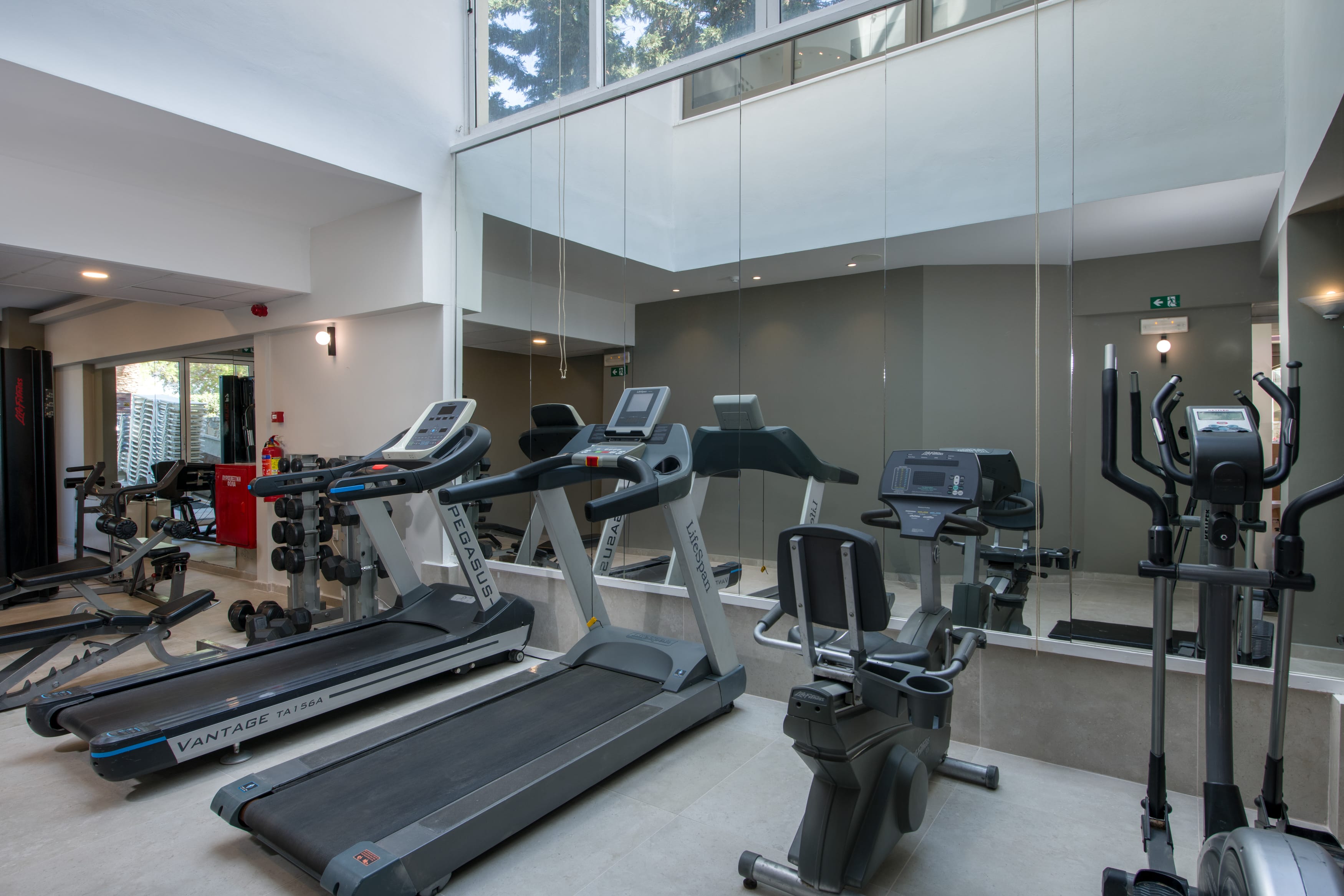 a gym with exercise equipment