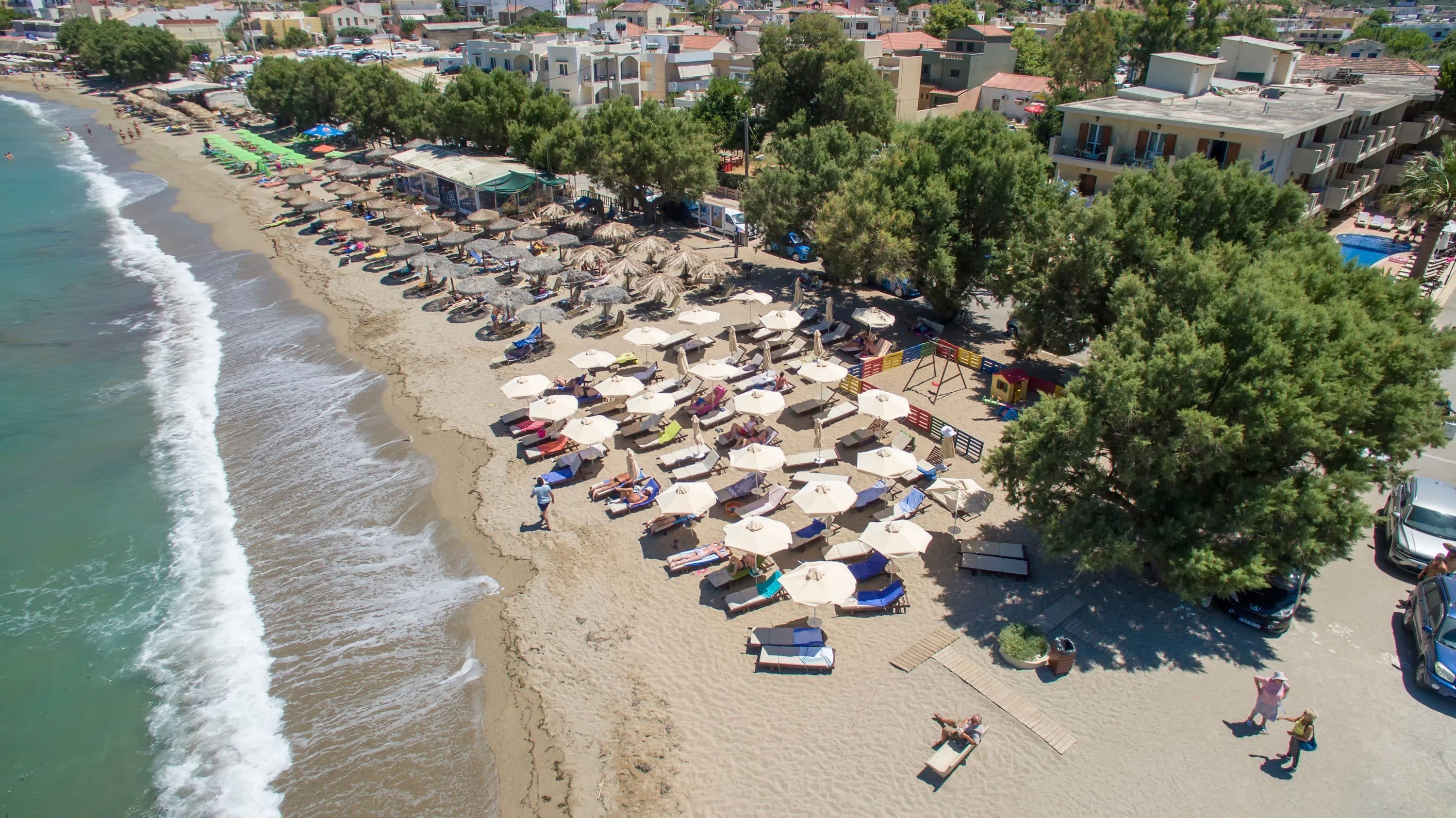 a beach full of cars and people