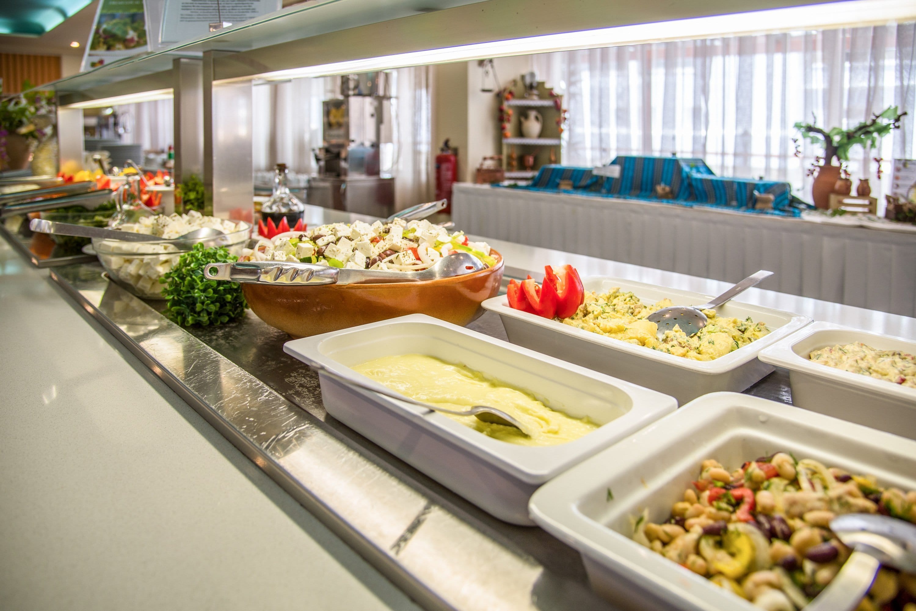 a buffet with food
