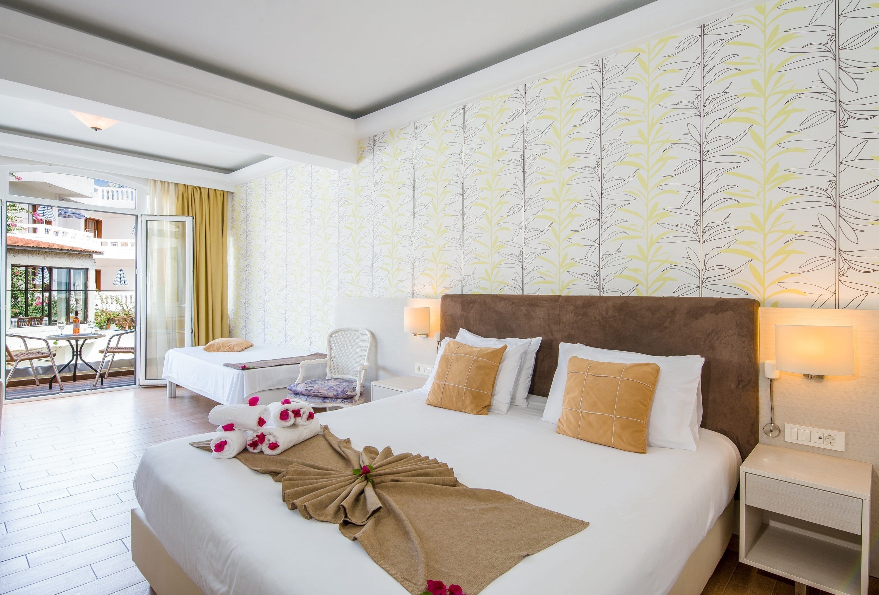 a bedroom with a large bed