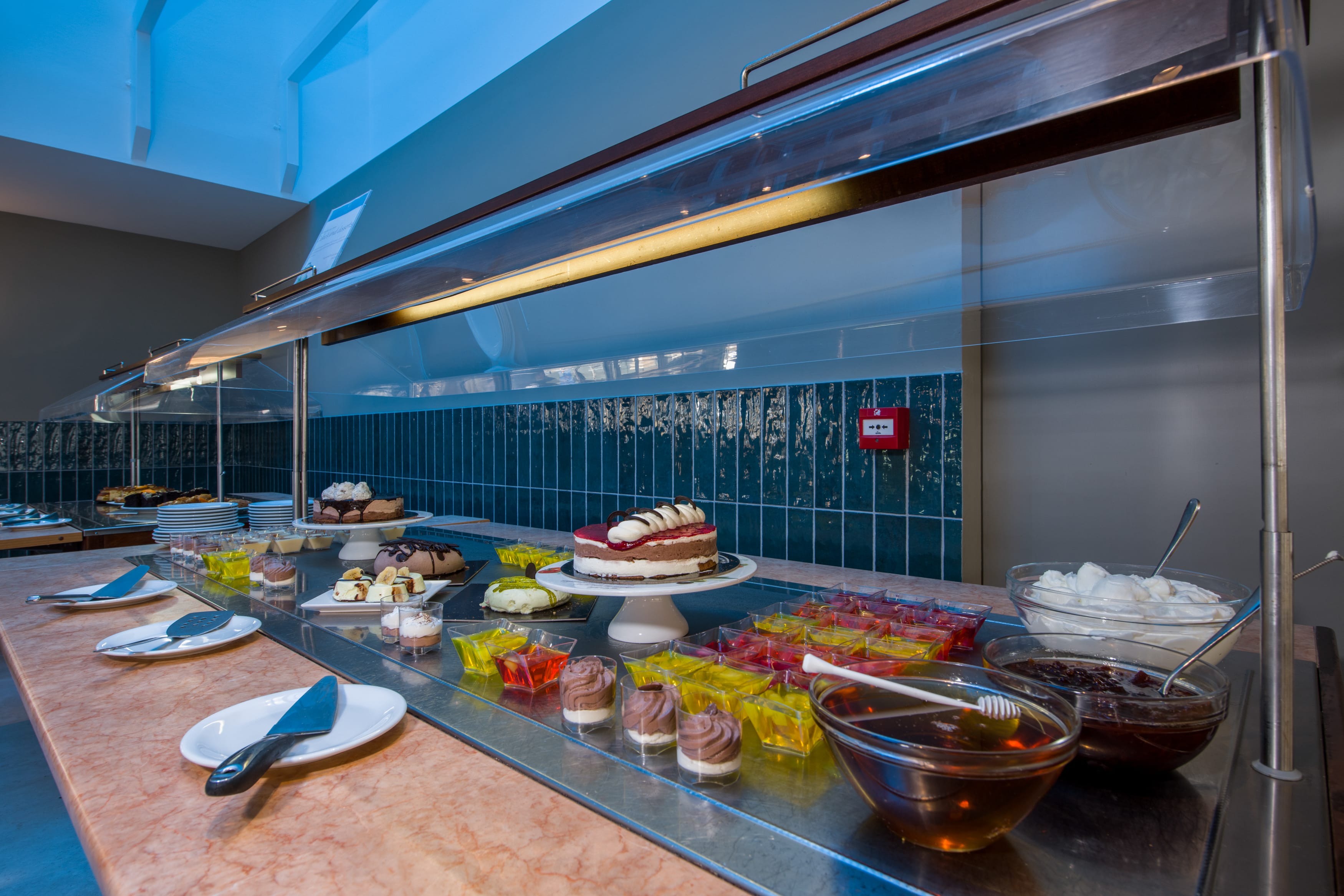 a buffet with food