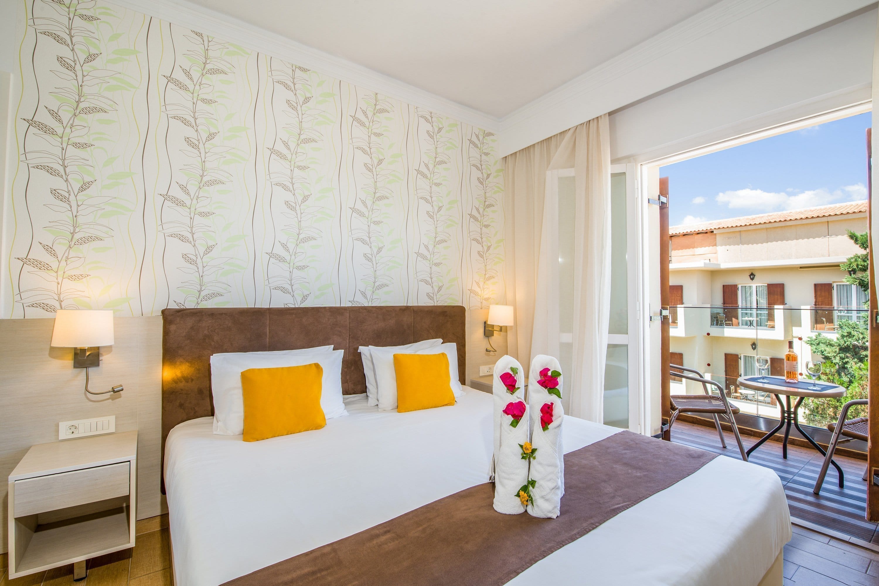 a bedroom with a large bed