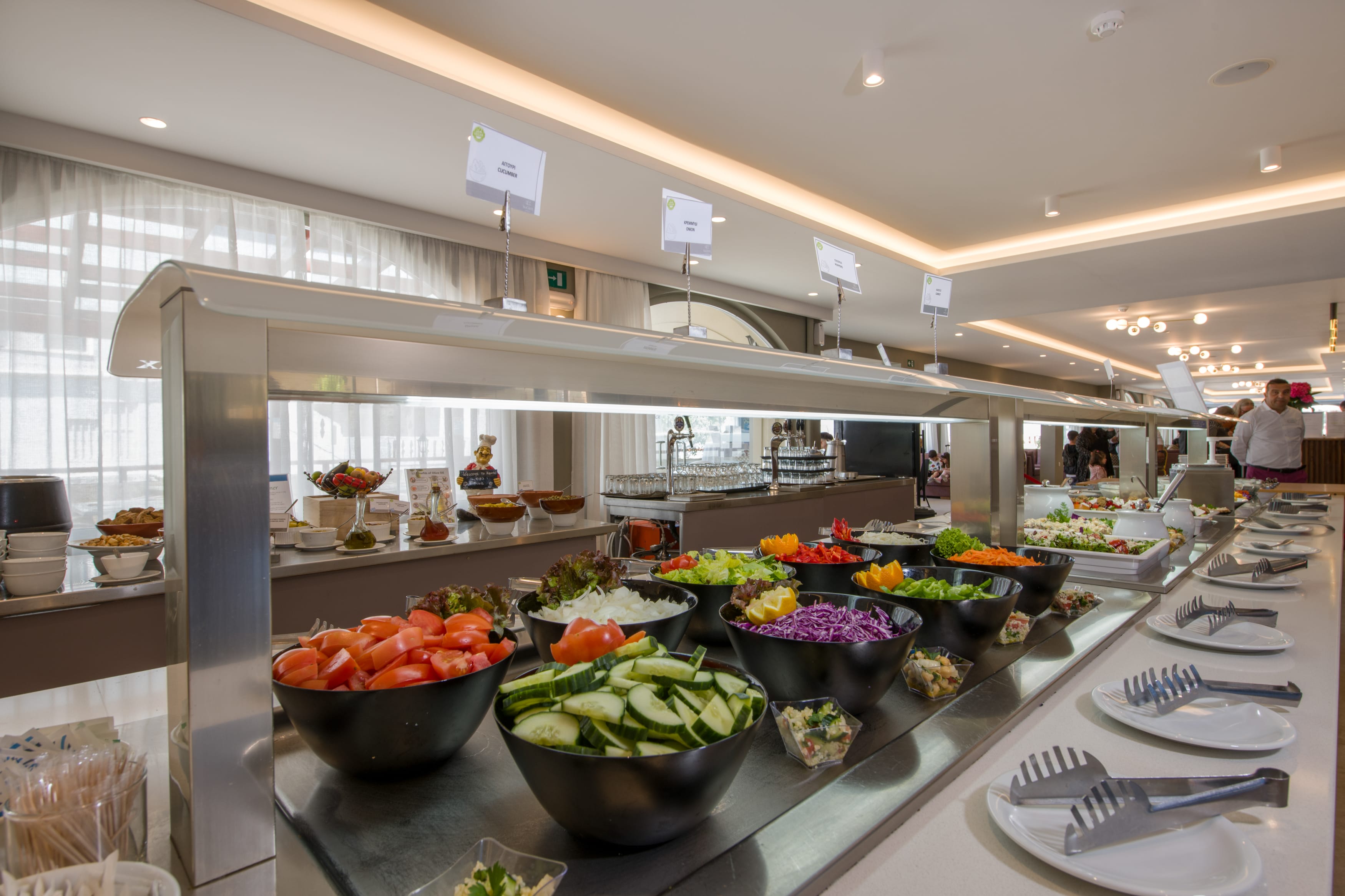 a buffet with food