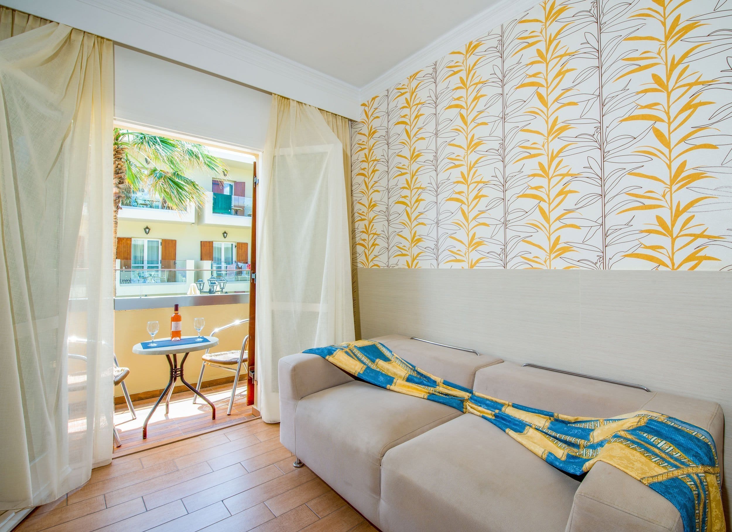 a room with a bed and a table