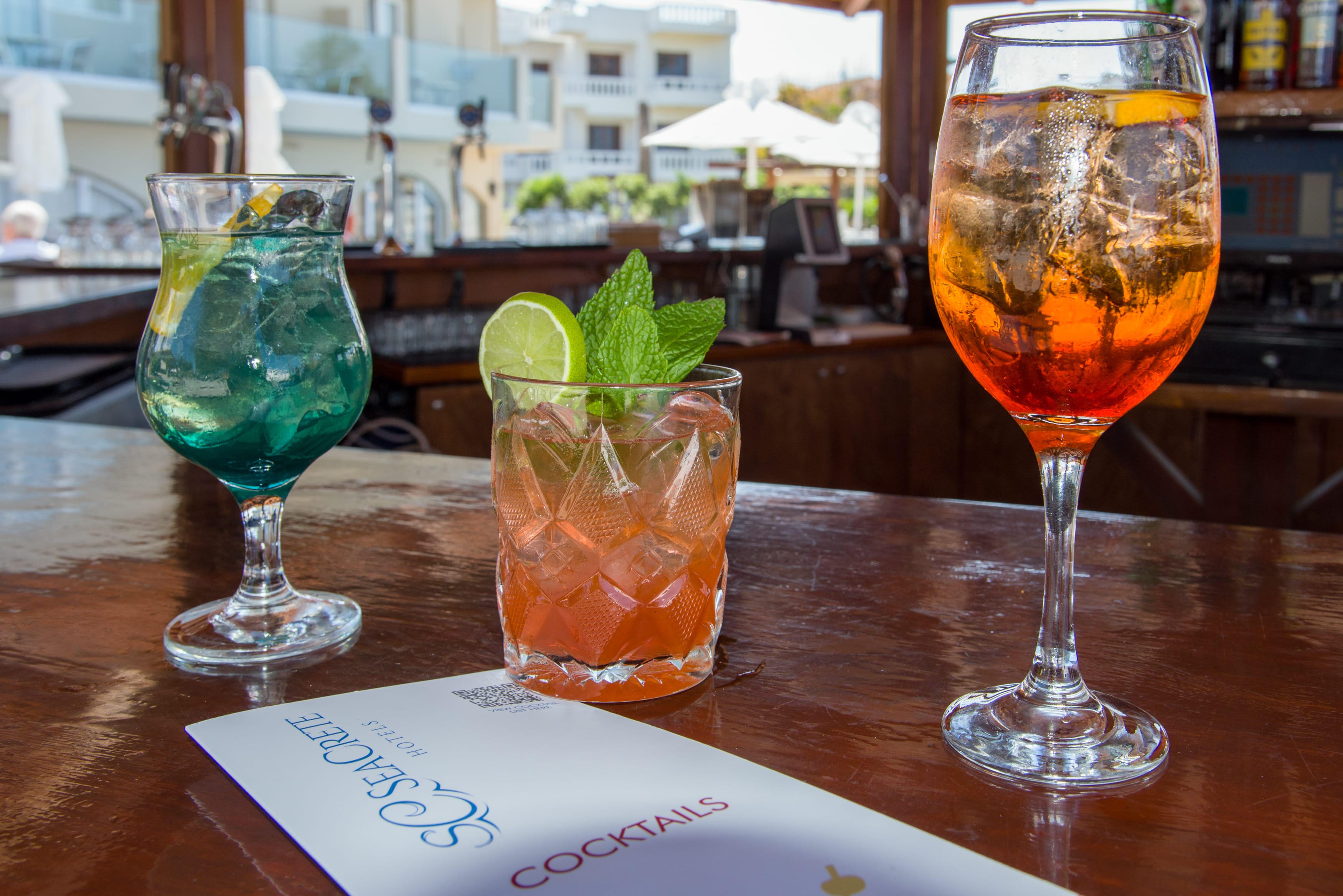a group of drinks on a table