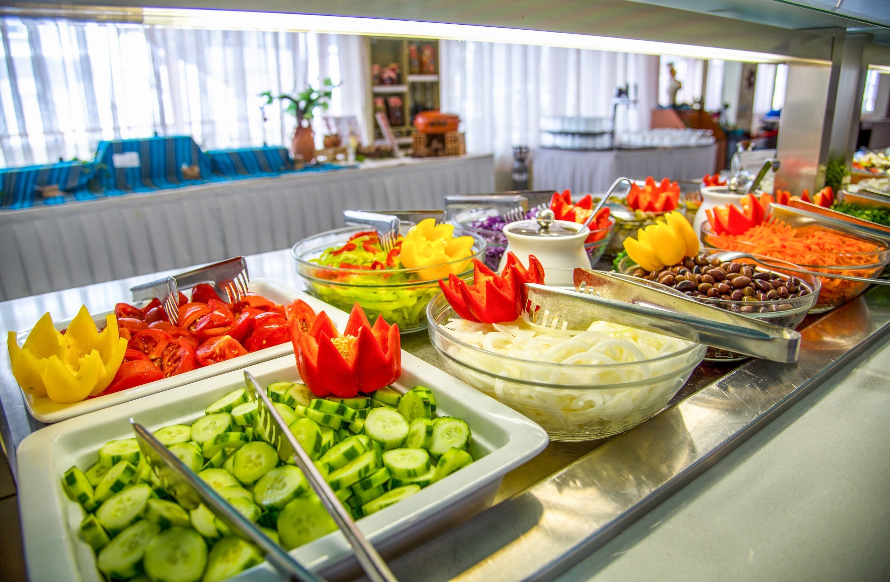 a buffet of food